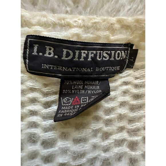 Vintage I.B. Diffusion Ivory Wool/Mohair Jacket Cardigan Chunky cropped moto - Picture 15 of 16